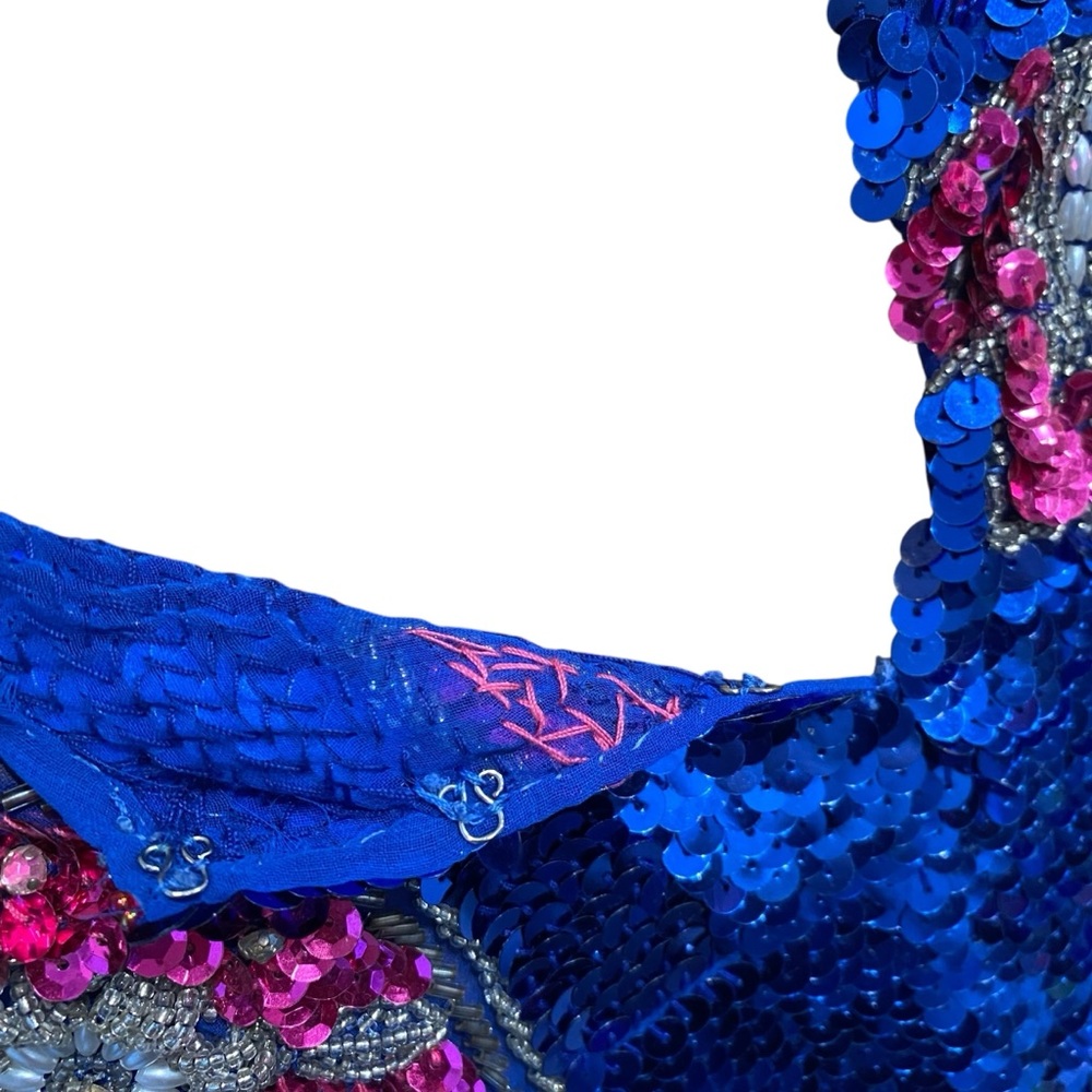 Vtg. Blue and Pink Sequin Blouse - Picture 11 of 12